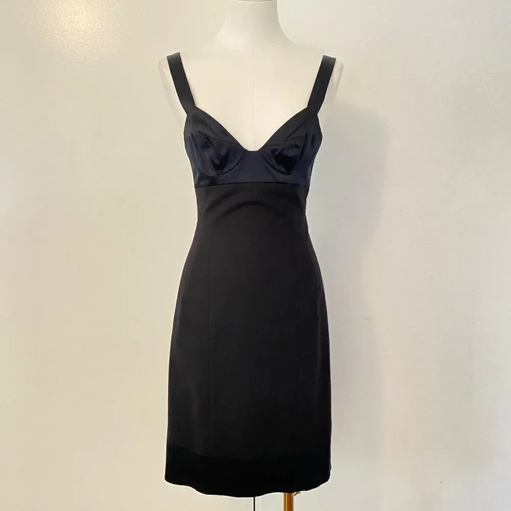 Rebecca Taylor Black Wool and Lastol Bustier Style Dress Size 2